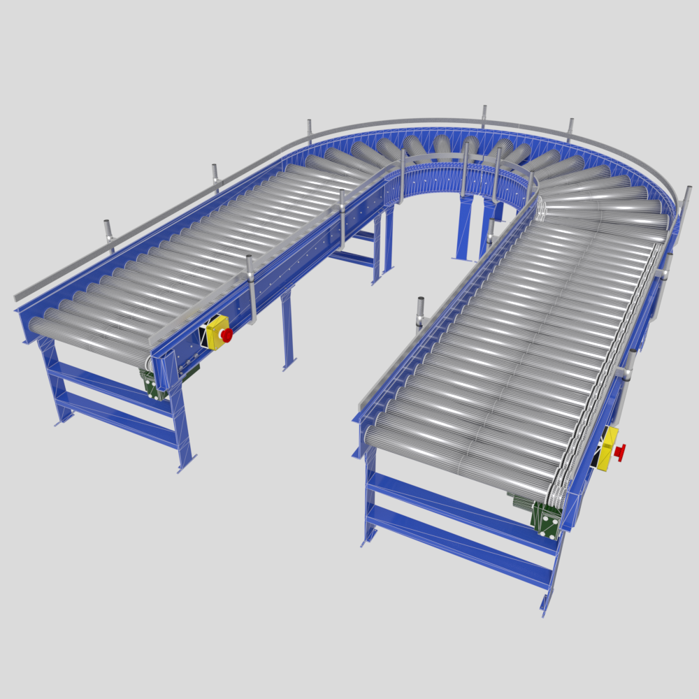 90 Degree Corner Roller Conveyor 3d Model In Parts 3dexport