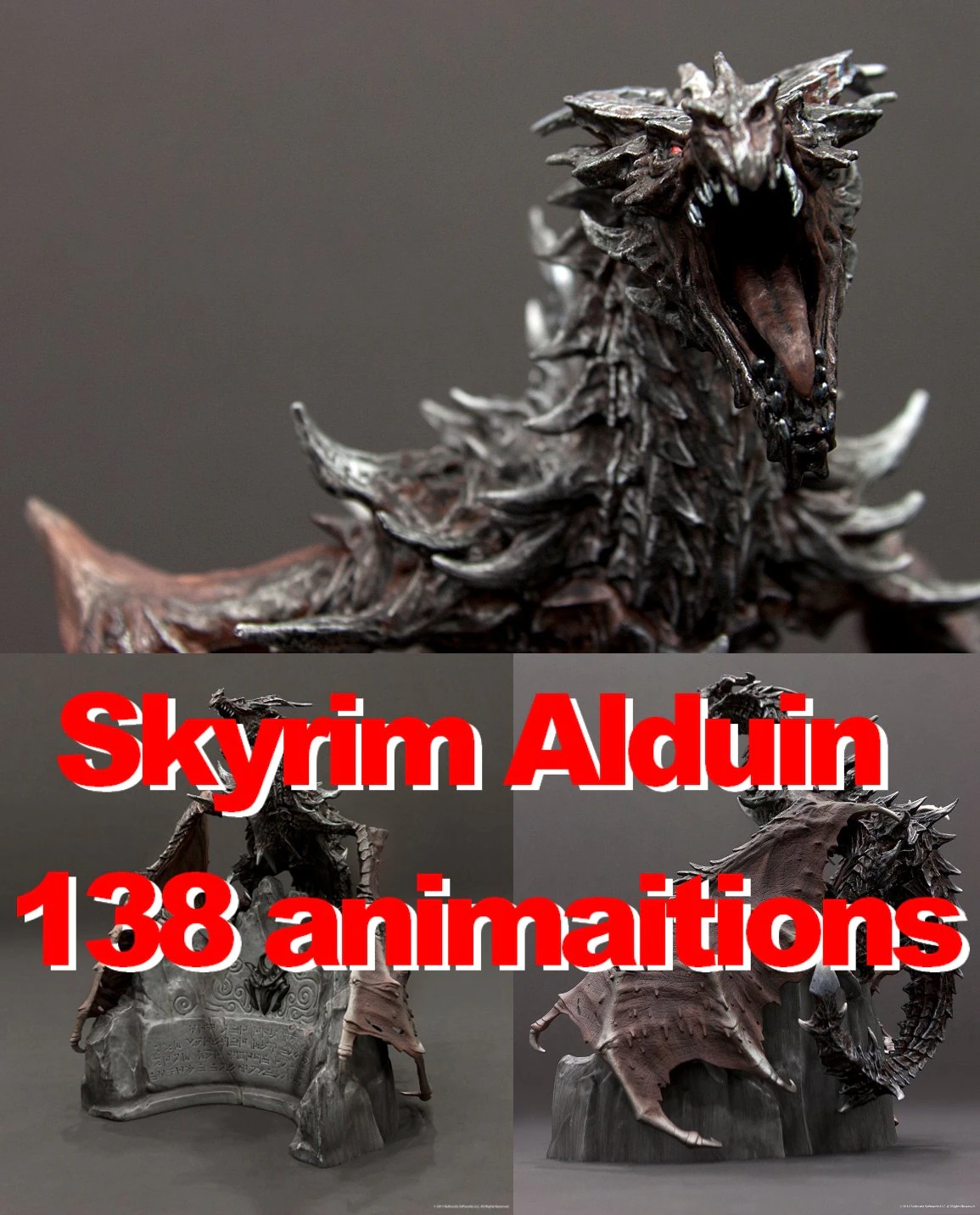 Dragon skyrim alduin 138 animaitions 3D Model .c4d .max .obj .3ds .fbx .stl .blend 