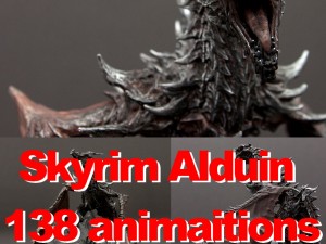 Dragon skyrim alduin 138 animaitions 3D मॉडल
