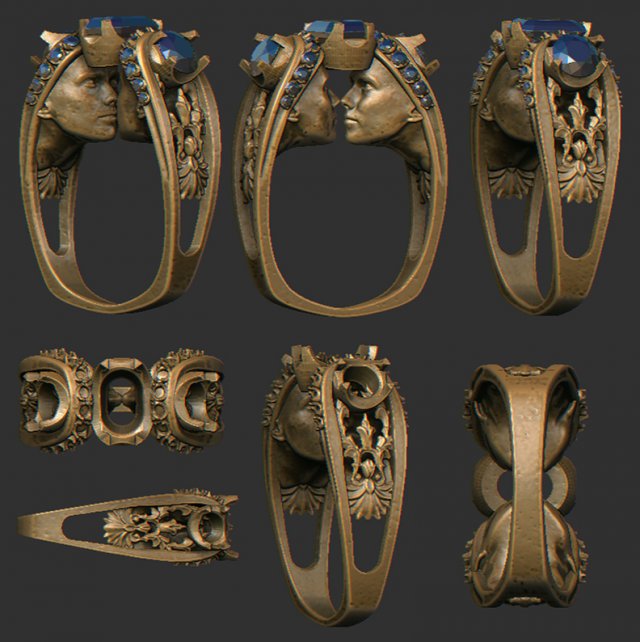 the ring two heads 3D Принт Модель .c4d .max .obj .3ds .fbx .stl .blend 