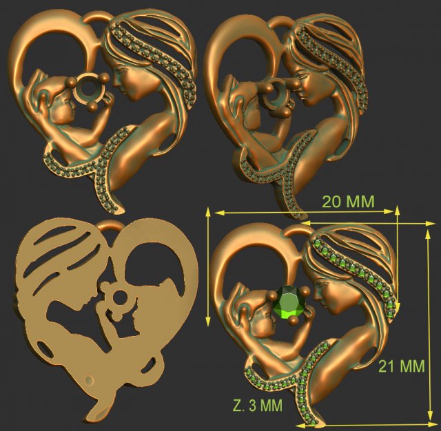 pendant mom 3D Print Model .c4d .max .obj .3ds .fbx .stl .blend 
