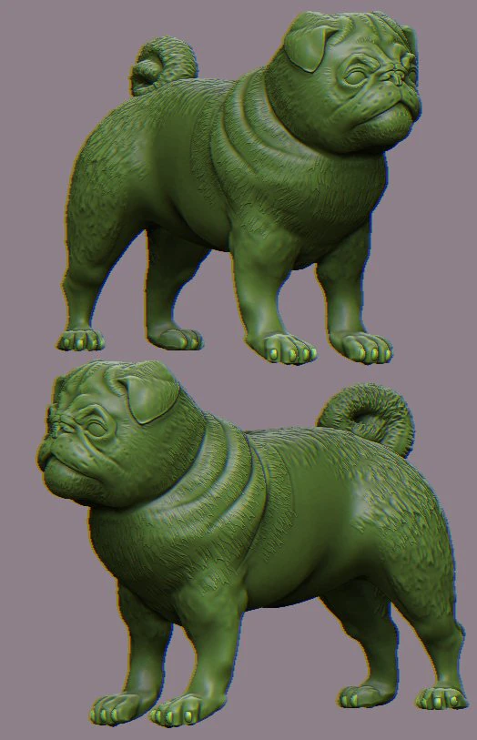 pug dog 3D Model .c4d .max .obj .3ds .fbx .stl .blend 