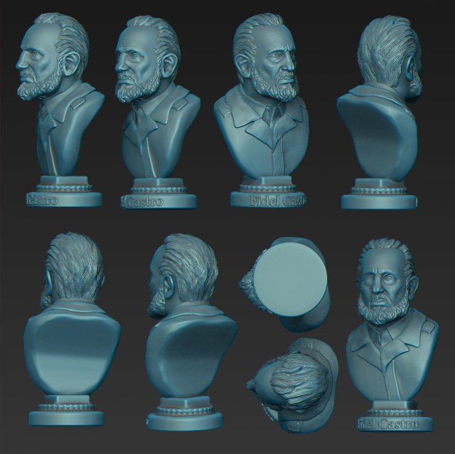 fidel castro 3D Print Model .c4d .max .obj .3ds .fbx .stl .blend 