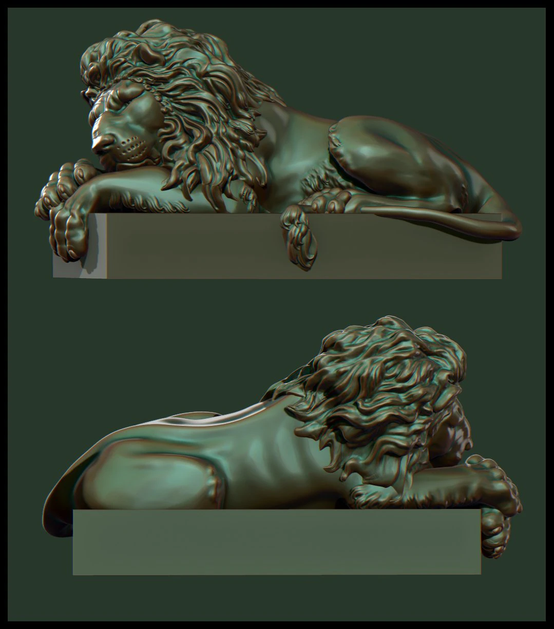lion sculpture 3D Print Model .c4d .max .obj .3ds .fbx .stl .blend 