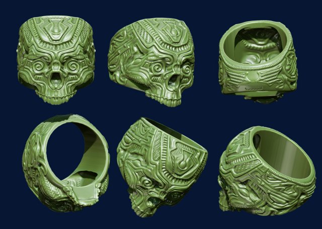 ring skull Model Cetak 3D .c4d .max .obj .3ds .fbx .stl .blend 