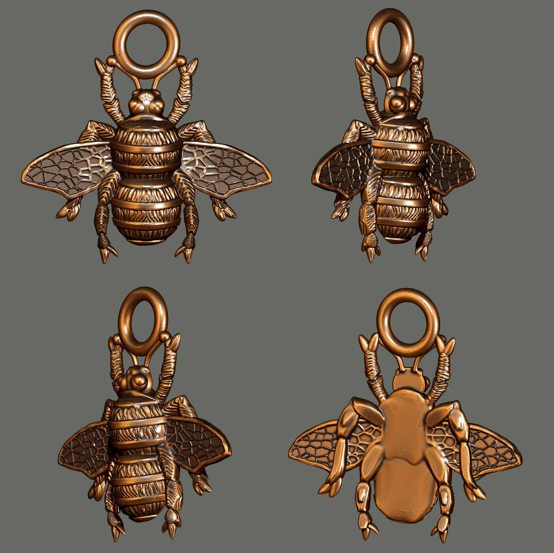 bee pendant 3D Print Model .c4d .max .obj .3ds .fbx .stl .blend