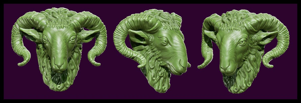 the head of a ram 3D Print Model .c4d .max .obj .3ds .fbx .stl .blend