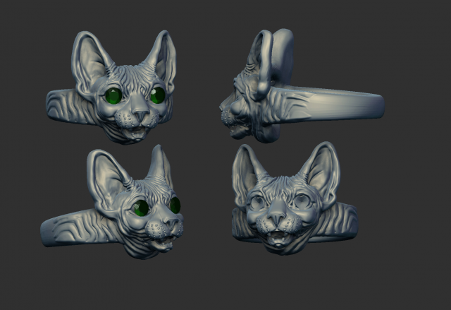 cat sphinx ring Model do druku 3D .c4d .max .obj .3ds .fbx .stl .blend 