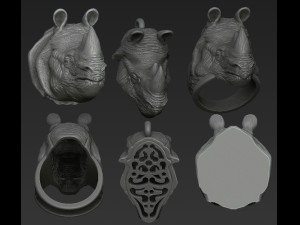 rhinoceros ring pendant 3 files 3d print model 3D Print Model
