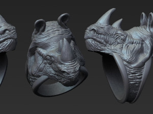 rhinoceros ring pendant 3 files 3d print model 3D Baskı Modeli