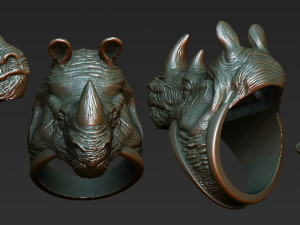 rhinoceros ring pendant 3 files 3d print model 3D Baskı Modeli