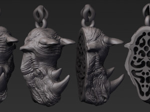 rhinoceros ring pendant 3 files 3d print model 3D Baskı Modeli