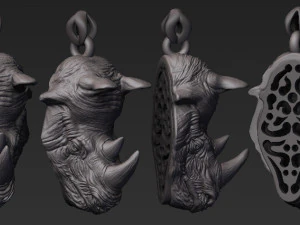 rhinoceros ring pendant 3 files 3d print model 3D Print Model