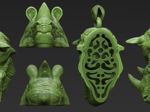 rhinoceros ring pendant 3 files 3d print model 3D Baskı Modeli