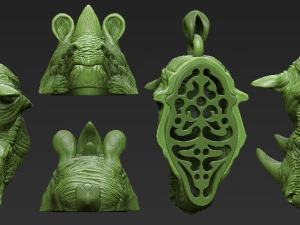 rhinoceros ring pendant 3 files 3d print model 3D Print Model