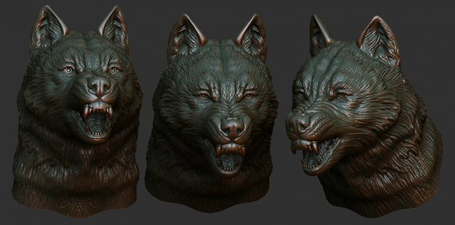 wolf head 3d print model Model do druku 3D .c4d .max .obj .3ds .fbx .stl .blend 