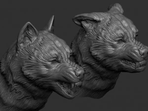 modelo de impresi&oacute;n 3d de cabeza de lobo Modelo de impresión 3D