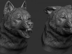 modelo de impresi&oacute;n 3d de cabeza de lobo Modelo de impresión 3D