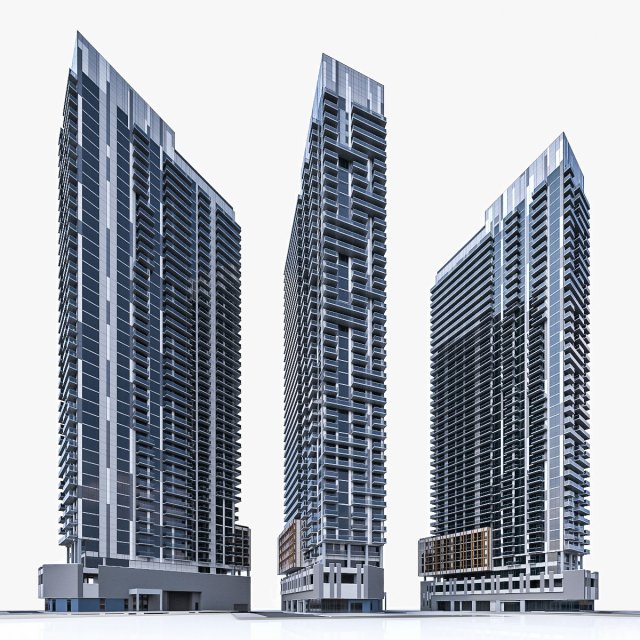 high-rise residential building 3D Модель .c4d .max .obj .3ds .fbx .stl .blend 