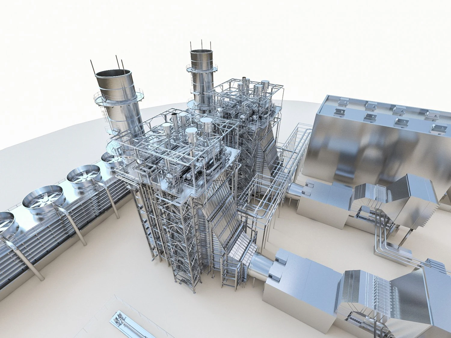 gas turbine plant 3D Model .c4d .max .obj .3ds .fbx .stl .blend 