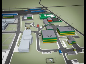 industrial factory warehouse complex Modelo 3D