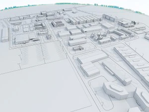 industrial factory warehouse complex 3D Model
