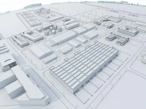 industrial factory warehouse complex 3D Model