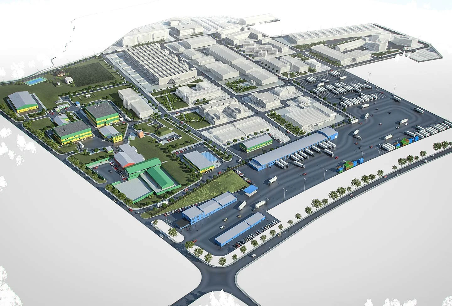 industrial factory warehouse complex 3D Model .c4d .max .obj .3ds .fbx .stl .blend