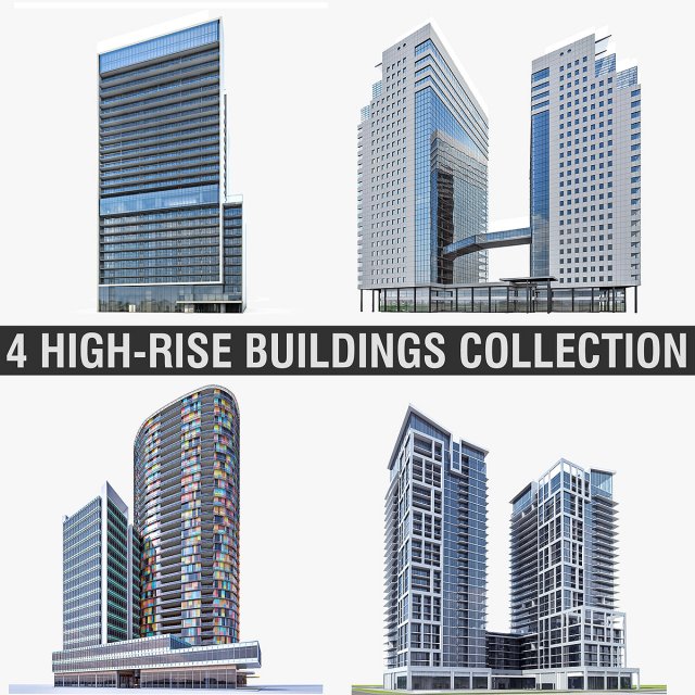 high-rise buildings collection Modello 3D .c4d .max .obj .3ds .fbx .stl .blend 