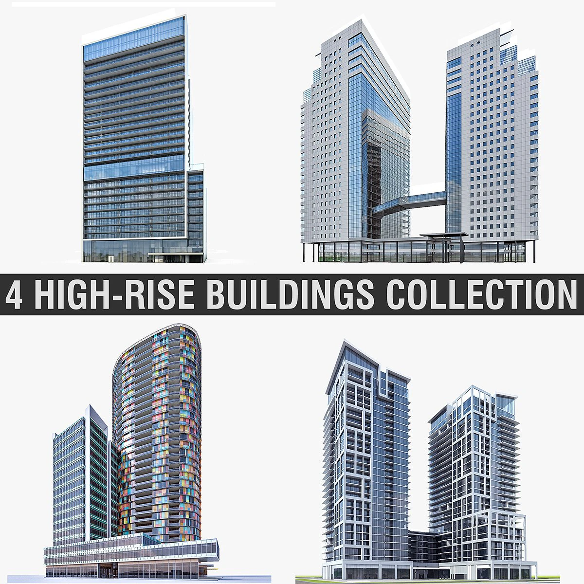 high-rise buildings collection 3D Model .c4d .max .obj .3ds .fbx .stl .blend 