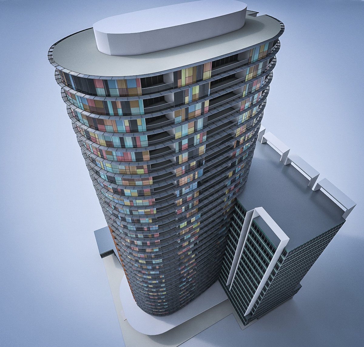 Residential buildings 3d. High-Rise residential building. Residential building 3d model. Exterior High-Rise building.