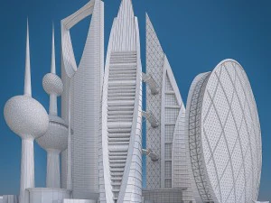 gulf skyscrapers set 3D Model