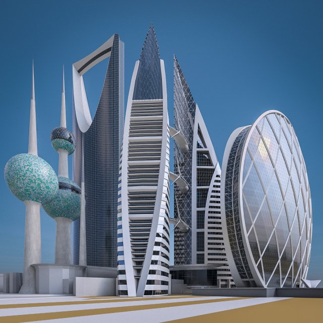 gulf skyscrapers set Modelo 3D .c4d .max .obj .3ds .fbx .stl .blend 