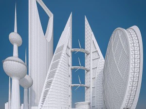 gulf skyscrapers set 3D Model