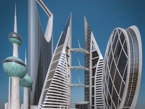 gulf skyscrapers set 3D Model