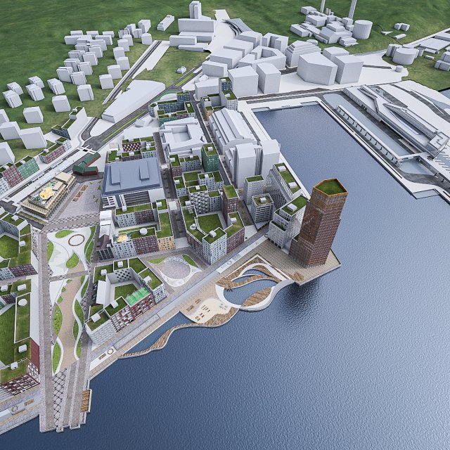 stockholm seafront urban area 3D Model .c4d .max .obj .3ds .fbx .stl .blend 