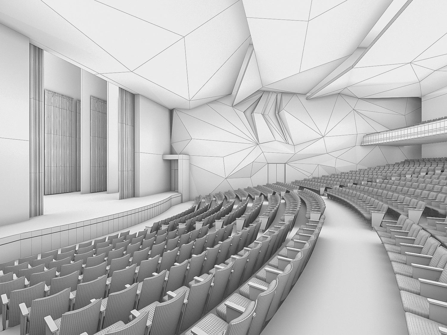 theater interior 1200 seats 3D Model .c4d .max .obj .3ds .fbx .stl .blend 