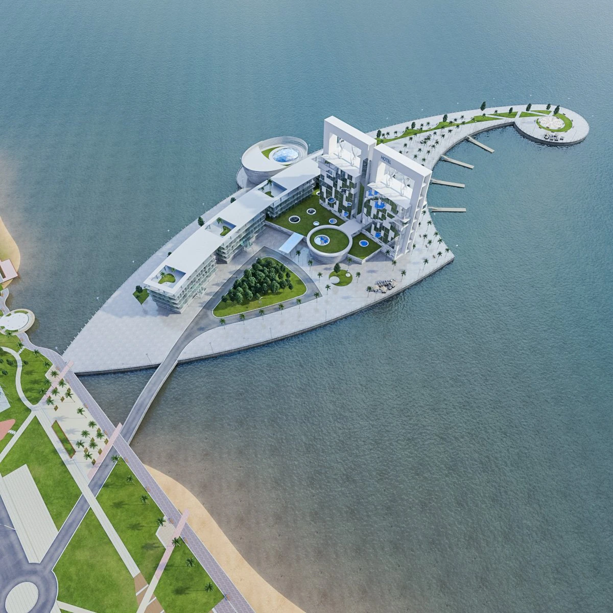hotel resort complex 3D Model .c4d .max .obj .3ds .fbx .stl .blend 