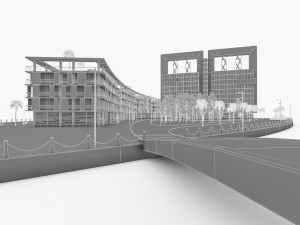 hotel resort complex 3D 模型
