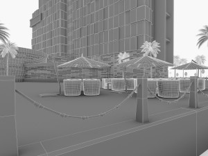 hotel resort complex 3D 模型