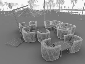 hotel resort complex 3D Model
