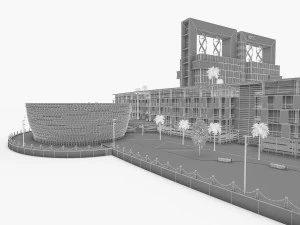 hotel resort complex 3D Model