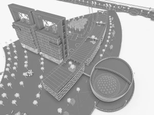 hotel resort complex 3D Model