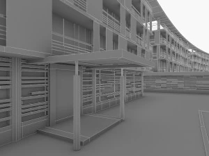hotel resort complex 3D Model