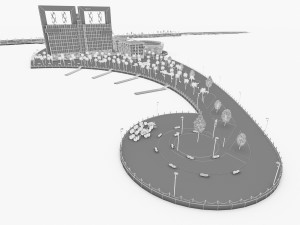 hotel resort complex 3D 模型