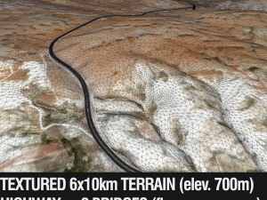 mountain terrain with highway and tunnel 3D Model