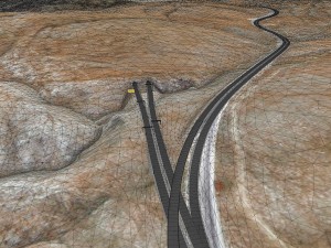 mountain terrain with highway and tunnel 3D Modell