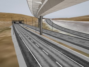mountain terrain with highway and tunnel 3D Modell