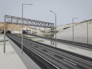 mountain terrain with highway and tunnel 3D Modell