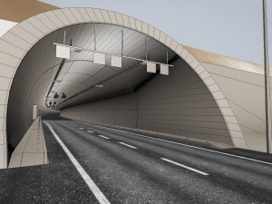 mountain terrain with highway and tunnel 3D Modell